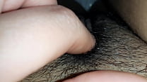 I jerk off the hairy elastic clitoris until I cum