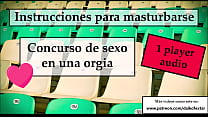 Instrucciones para masturbarse en un juego de orgias y parejas.
