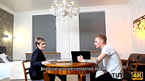TUTOR4K. Lucky stud manages to fuck experienced tutor in sexy stockings