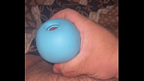 Uncircumcised virgin cum with first sex toy