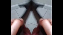 House Sit Insert Penis in Open Toe Patent Leather Shoes Bend against wall mirror sodomize own anal orifice with Double Penetration Dildos