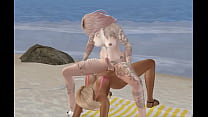 beautiful Trans hammers it out on the beach