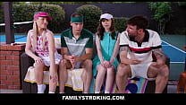 FamilyStroking - Cute Teen Step Daughter's Groupsex With Both Step Dad's Following Their Pickle Ball Match