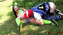 Naughty pokemon girl gets caught and fucked hard outside