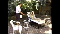 Brunette ass-king proposed tired muscular postman a glass of cold water and mutual blowjob