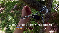 Vibrator Edging while Chained in Public