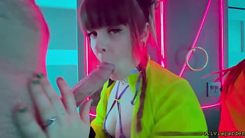 Public sloppy deepthroat in a rave bathroom