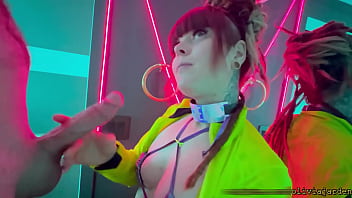 Public sloppy deepthroat in a rave bathroom