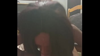 Wife sucks my cock & domestic worker play pussy she decided not to clean but suck cock instead