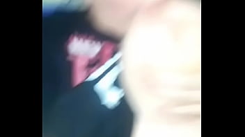 Horny bitch sucking her tittie