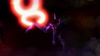 Gorgeous toned demon thanks you with an lewd striptease for the summoning