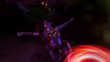 Gorgeous toned demon thanks you with an lewd striptease for the summoning