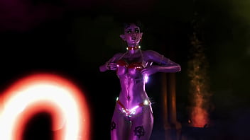 Gorgeous toned demon thanks you with an lewd striptease for the summoning