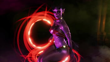 Gorgeous toned demon thanks you with an lewd striptease for the summoning