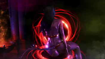 Gorgeous toned demon thanks you with an lewd striptease for the summoning