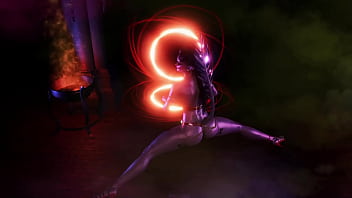 Gorgeous toned demon thanks you with an lewd striptease for the summoning