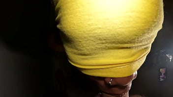 Ebony mouth pov blowjob and cum swallow
