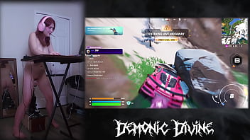 Gamer gooner girl plays fortnite with fuck machine part 1