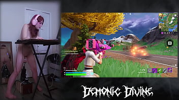 Gamer gooner girl plays fortnite with fuck machine part 1