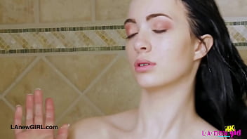 Timeless brunette look naked enjoys a sensual bath