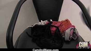 Ebony chick fucked hard in group sex action 9