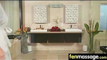 Deepthroat blowjob from big tits massage girl 28