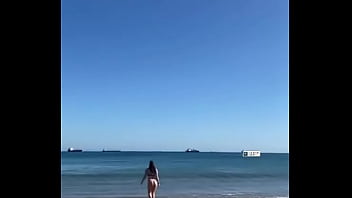 Awesome girl big ass beach