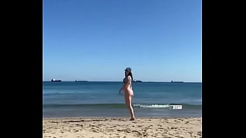 Awesome girl big ass beach