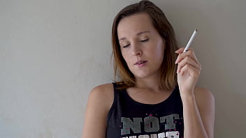 Hot brunette smoking tease