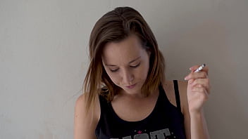 Hot brunette smoking tease