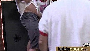 Ebony gets group cumshots 9