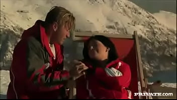 Roxy has make up sex on snowy mountain with man who gets a blowjob