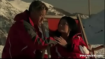 Roxy has make up sex on snowy mountain with man who gets a blowjob