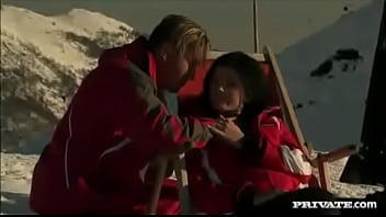 Roxy has make up sex on snowy mountain with man who gets a blowjob