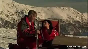 Roxy has make up sex on snowy mountain with man who gets a blowjob