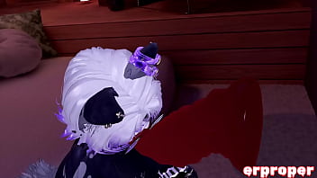 Vrchat little pup masterbates before taking bunny dick