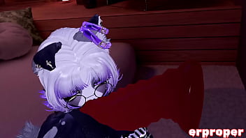 Vrchat little pup masterbates before taking bunny dick
