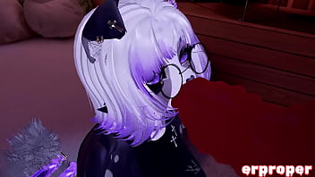 Vrchat little pup masterbates before taking bunny dick