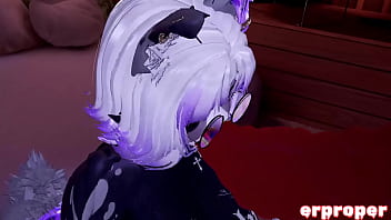 Vrchat little pup masterbates before taking bunny dick