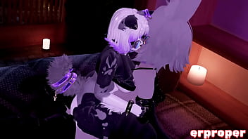 Vrchat little pup masterbates before taking bunny dick