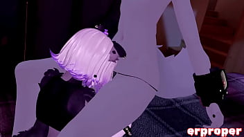 Vrchat little pup masterbates before taking bunny dick