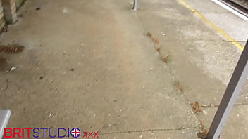 Naughty british 18 year old gives a stranger a handjob at the train station