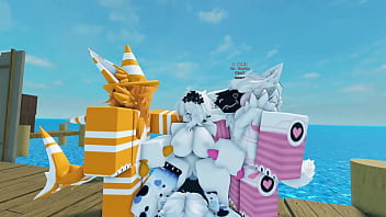 Protogen and his friends have fun with a sharky roblox
