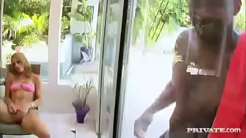 Blonde takes a big black cock up her ass