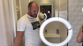 Double blowjob before pajama photoshoot pov blowjob