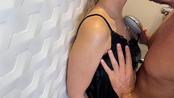 Double blowjob before pajama photoshoot pov blowjob