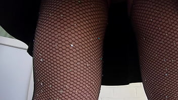 Hot blonde girl with beatiful butt in sexy fishnet pantyhose intense fucks with the boss doggy style amateur couple pov sex