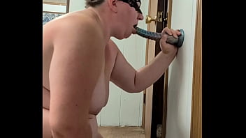 Bbw sub deep throats gags and drools on monster dildo