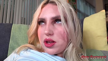 Naughty babe drains cock with her mouth