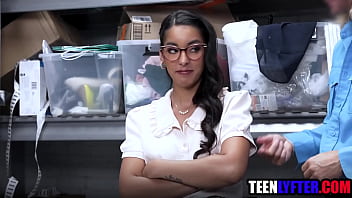 Nerd teen thief fucks mall cop not to go to jail